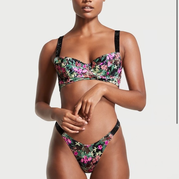 NEW Victoria’s Secret Floral Shine Strap Wicked Push Up thong Bikini 4745 - Picture 5 of 13